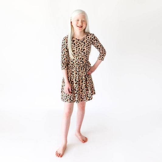 Long Sleeve Ava  Dress - Lounging Leopard
