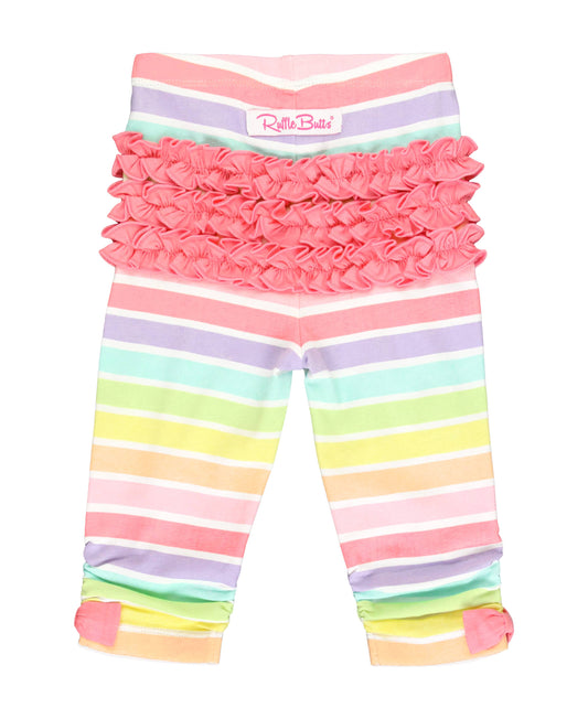 Rainbow Parade Baby Knit Ruched Bow Capri Leggings