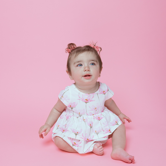 Pink Petals Layered Dress with Bloomers