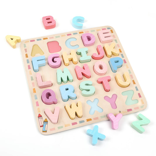 WonderBee Wooden Alphabet Chunky Puzzle