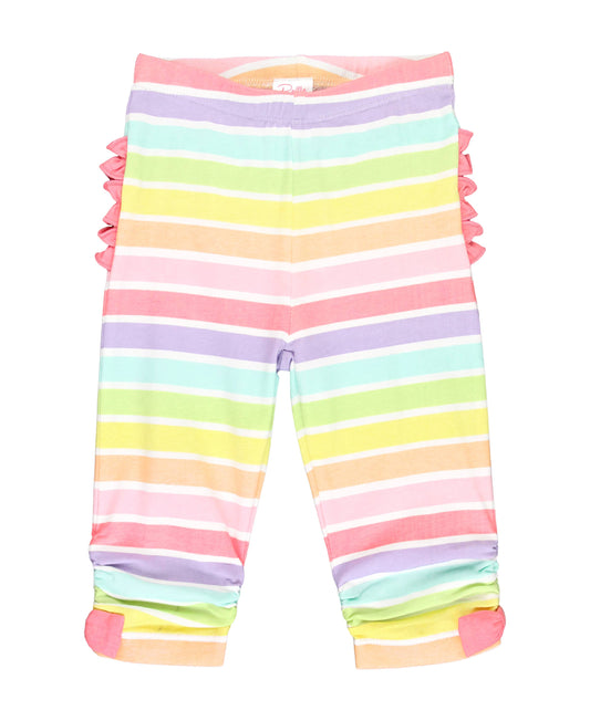 Rainbow Parade Baby Knit Ruched Bow Capri Leggings