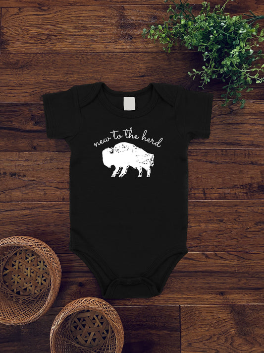 New to the Herd Baby Bodysuit, White Ink