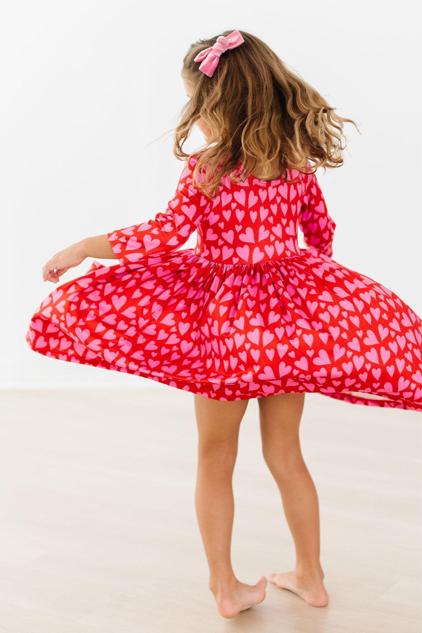 Hearts & Hugs 3/4 Sleeve Pocket Twirl Dress