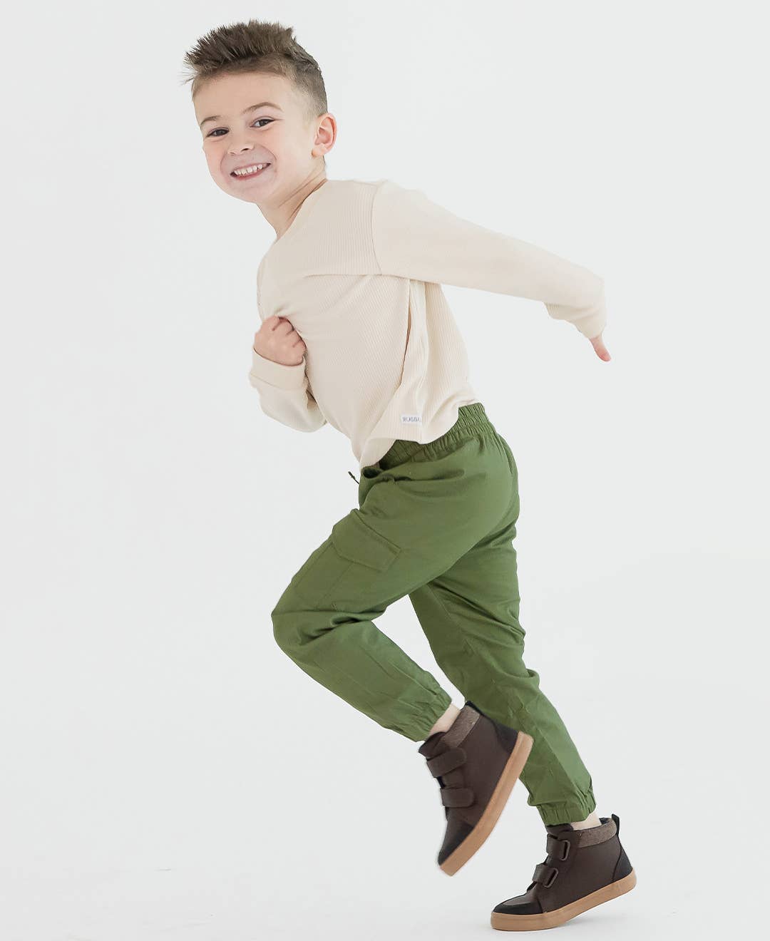 Boys Dusty Olive Slim Cargo Joggers