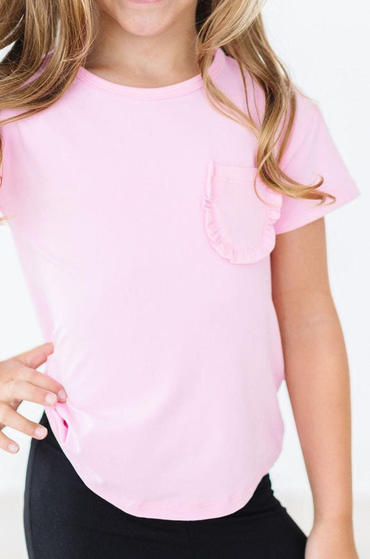 Bubblegum Pink Ruffle Pocket Tee