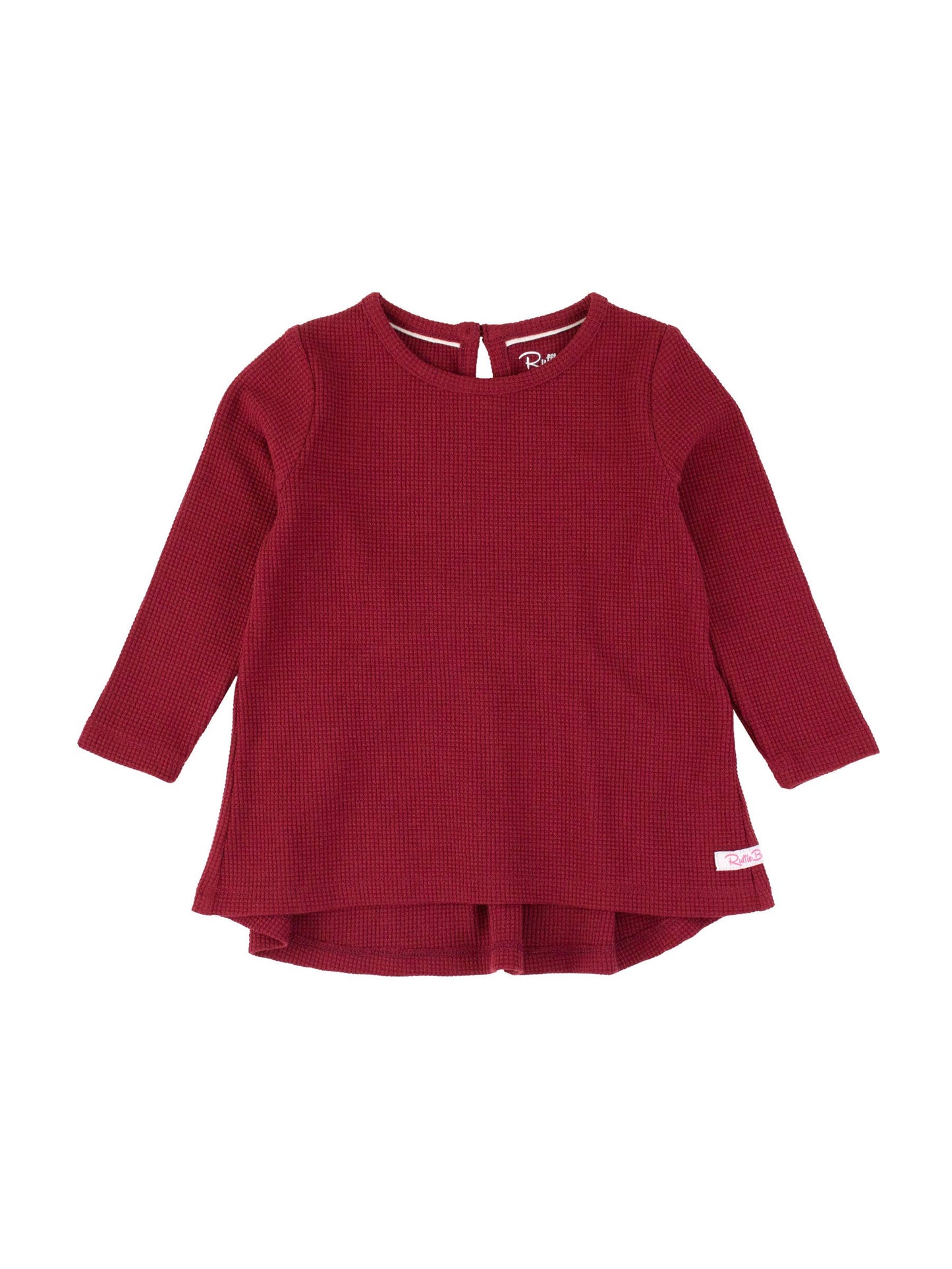 Dark Cherry Waffle Knit Long Sleeve Bow Back Top