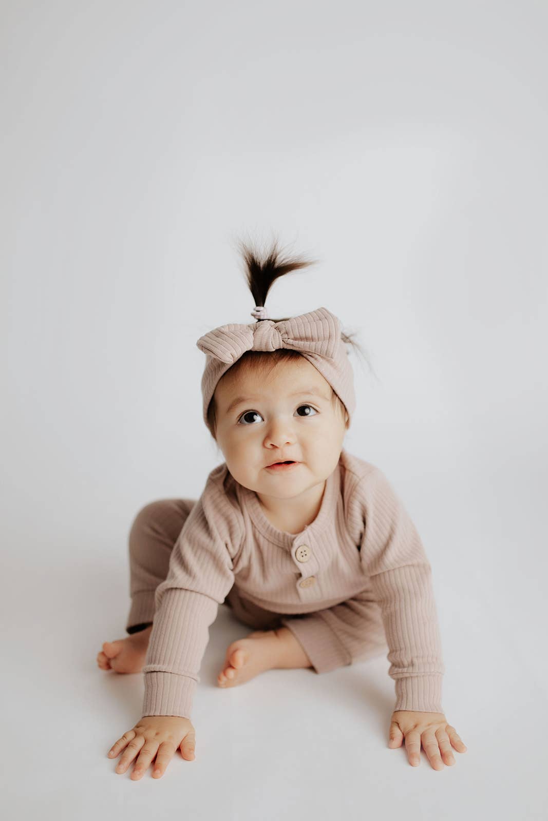 Baby Ribbed Playsuit with Pockets / Dusty Rose