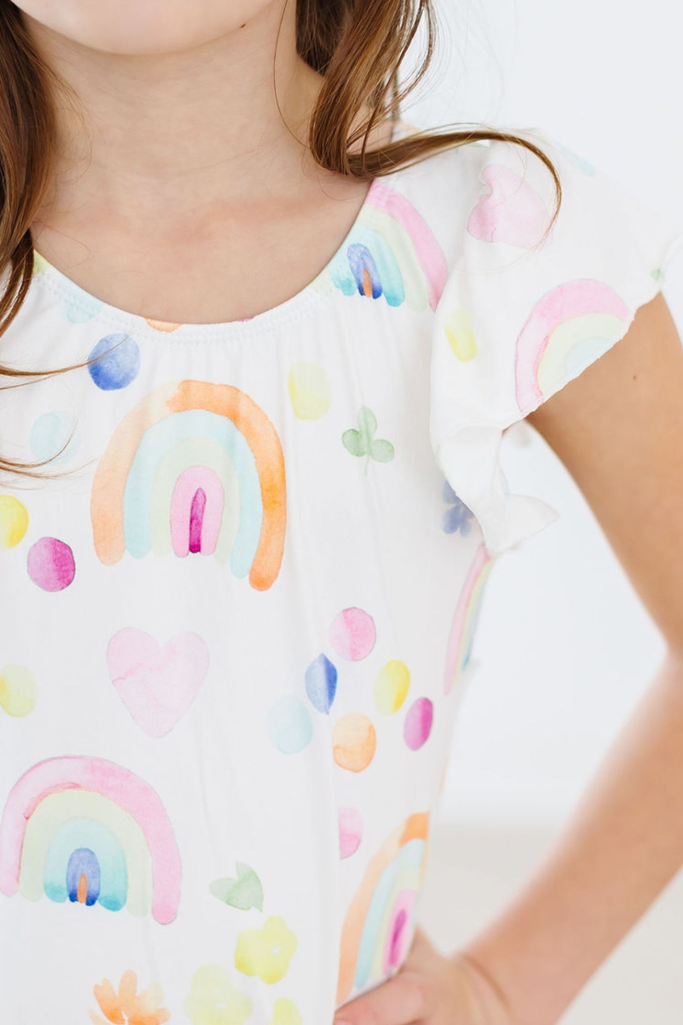 Watercolor Rainbows S/S Flutter Sleeve Leotard