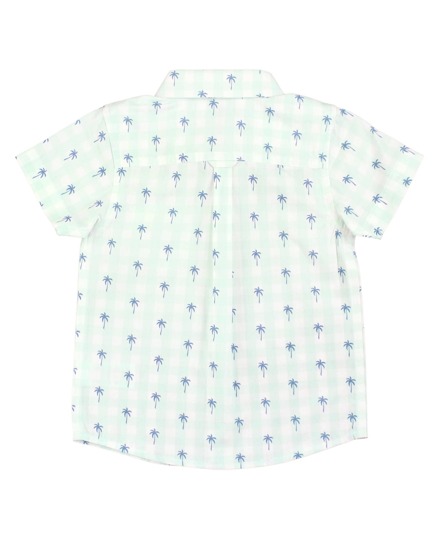 Palm Tree Gingham Short Sleeve Button Down Shirt