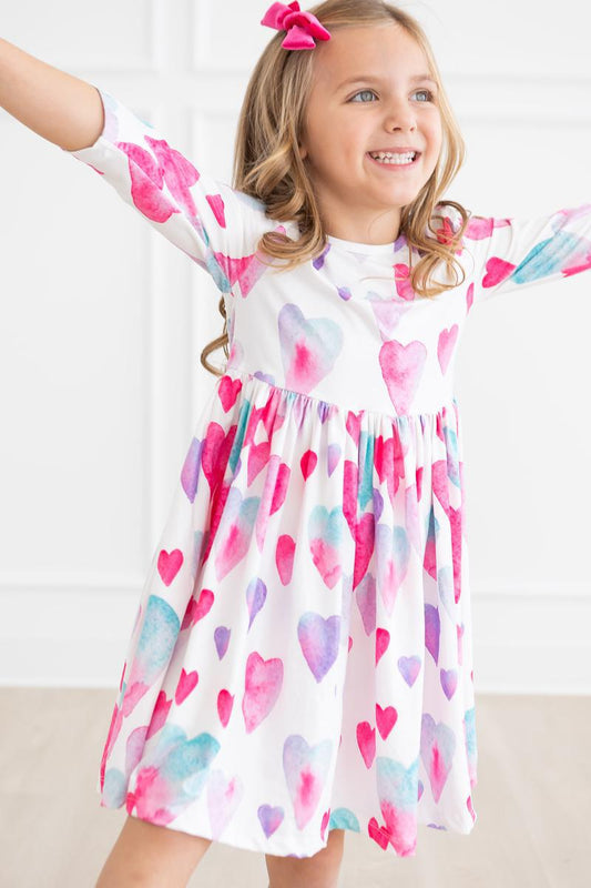 Light Hearted 3/4 Sleeve Pocket Twirl Dress