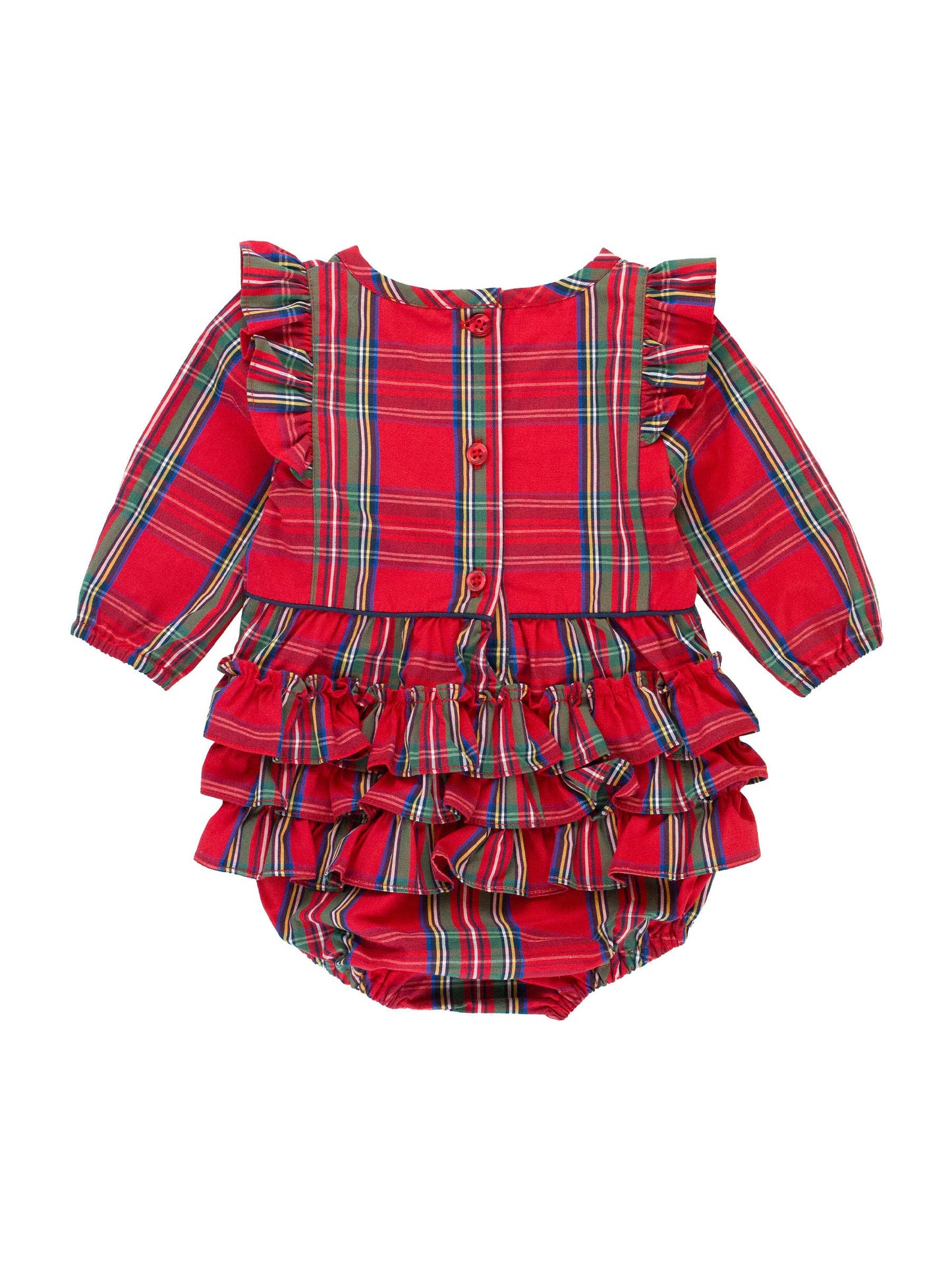 Tis The Season Plaid Long Sleeve Bubble Romper