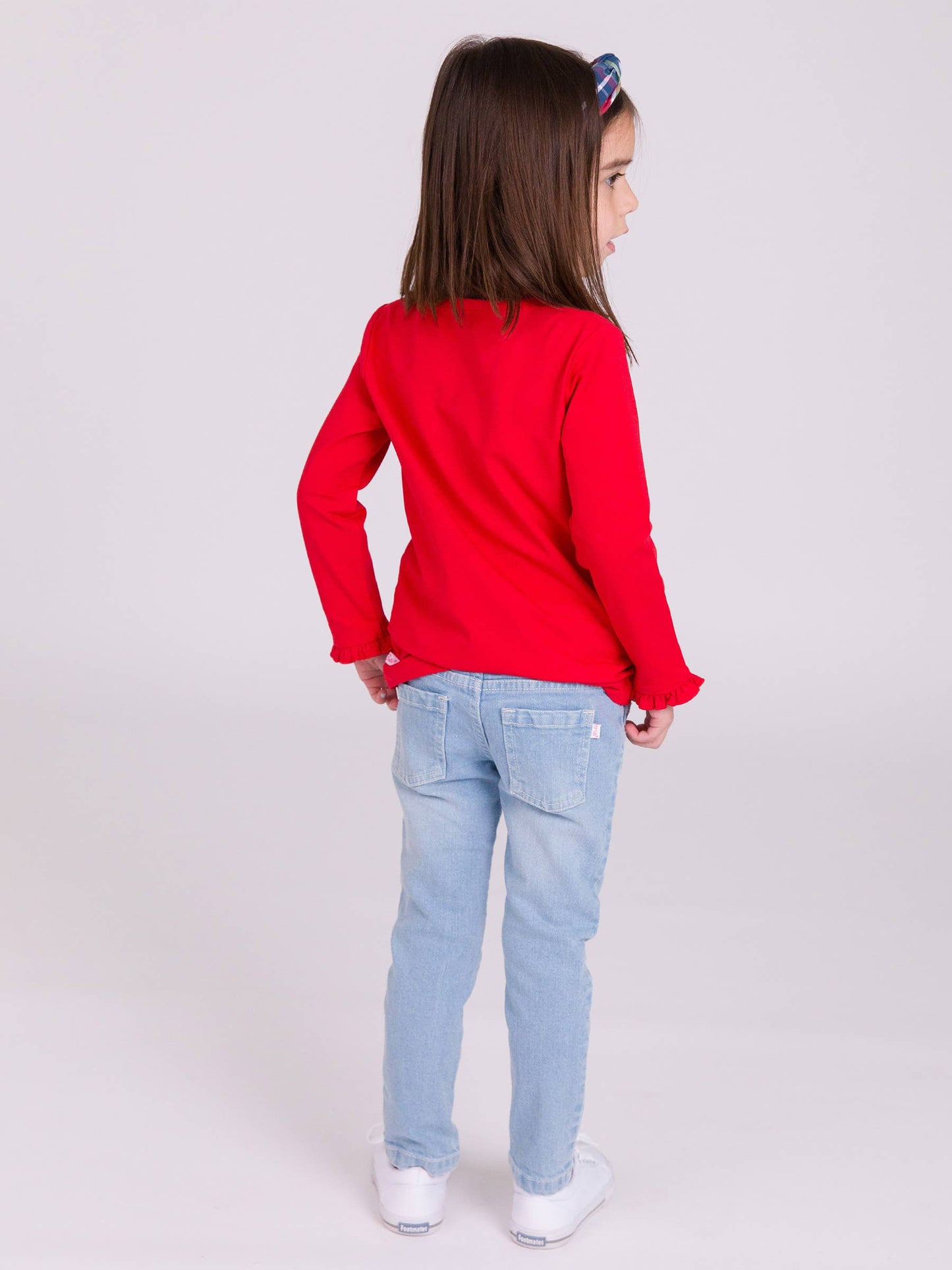 Red Knit Long Sleeve Ruffle Sleeve Top