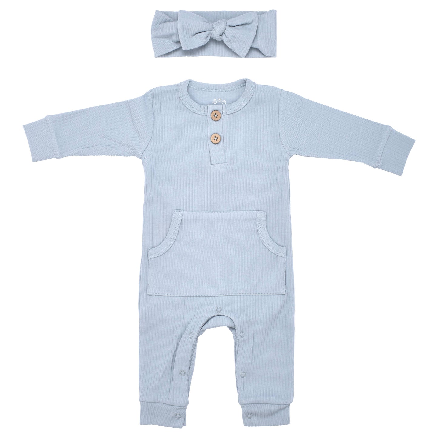 Baby Ribbed Playsuit with Pockets / White