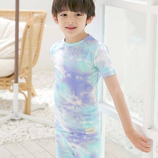 Tie Dye Mint Blue Short Sleeve PJs