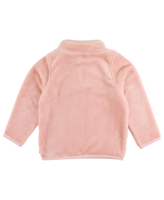 Girls French Rose Pink Fleece Quarter-Zip Pullover