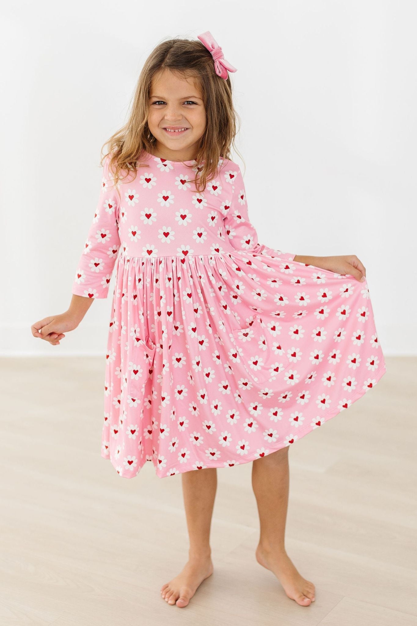 Daisy Delight 3/4 Sleeve Pocket Twirl Dress