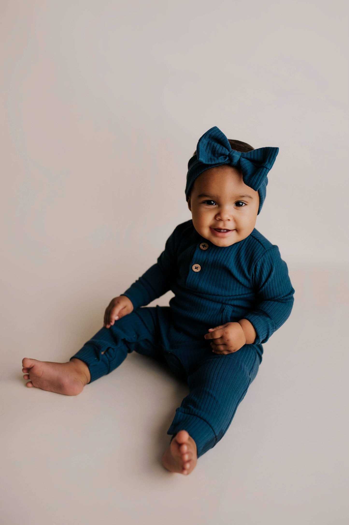 Baby Ribbed Playsuit with Pockets / Dusty Rose