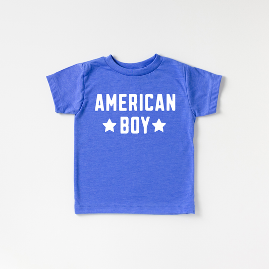 American Boy 4th of July Shirt / Heather Blue