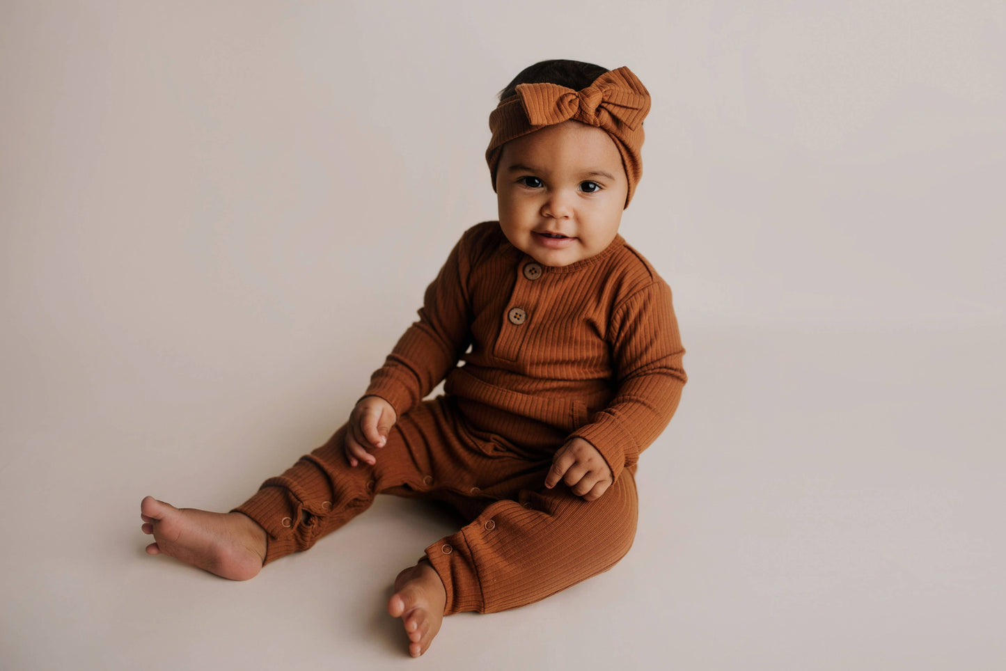 Baby Ribbed Playsuit with Pockets / Dusty Rose