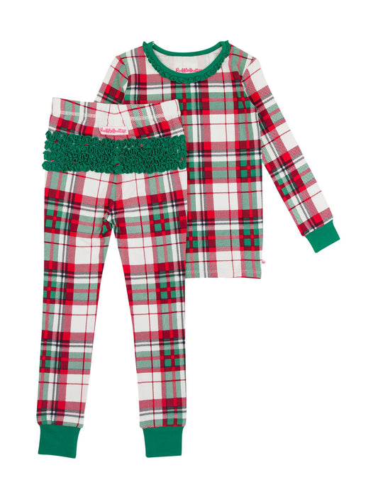 Dashing Dreams Plaid Ruffle Long Sleeve Pajama Set