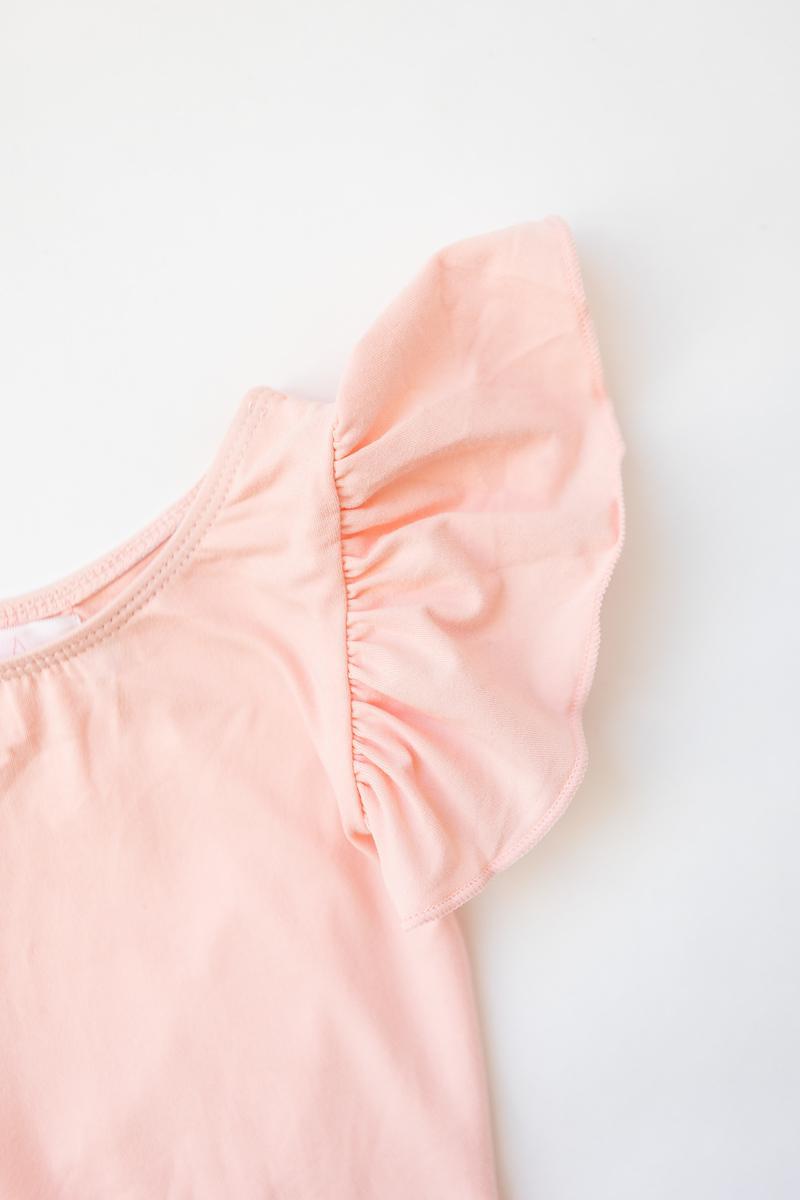 Peach S/S Flutter Sleeve Leotard