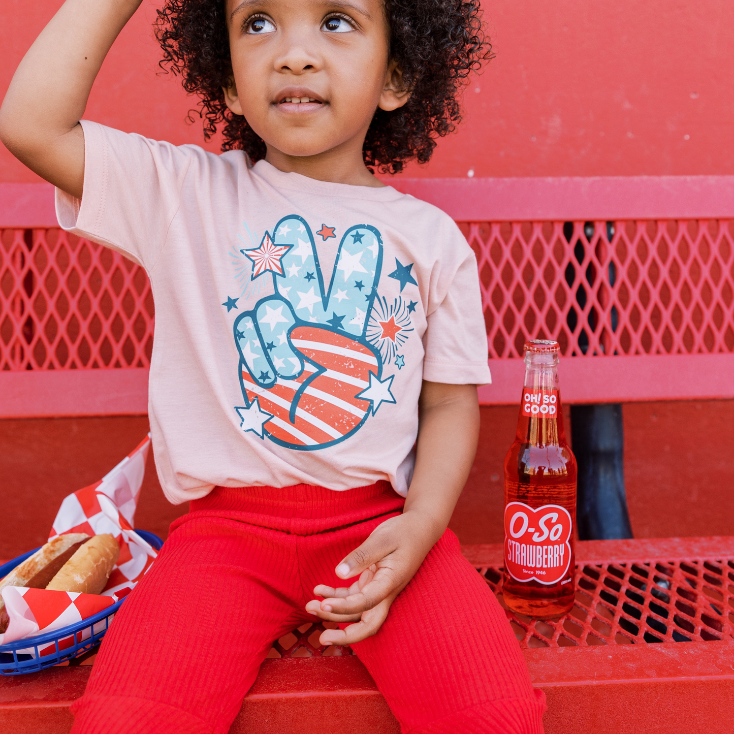 Peace Sign Patriotic 4th of July Shirt / Peach