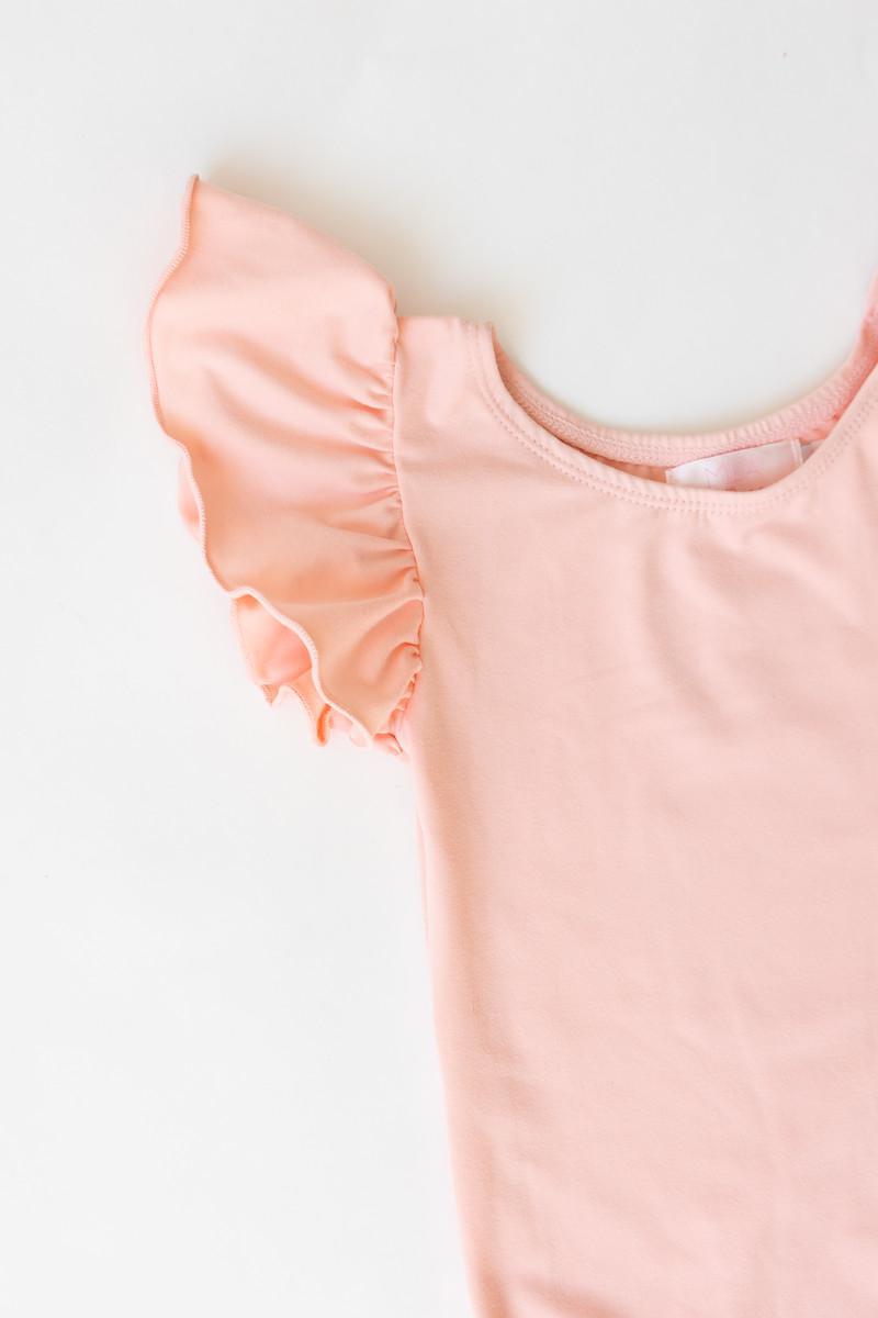 Peach S/S Flutter Sleeve Leotard