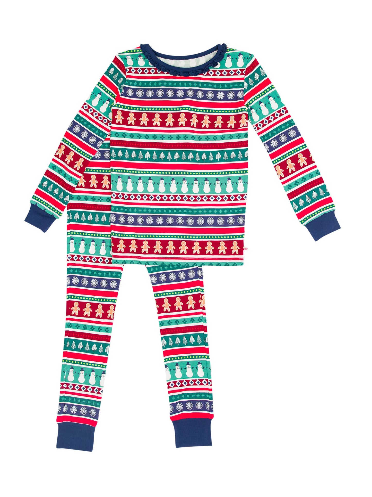 Girls Fair Isle Friends Bamboo Ruffle Pajama Set