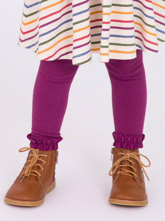 Girls Eggplant Harvest Footless Ruffle Tights