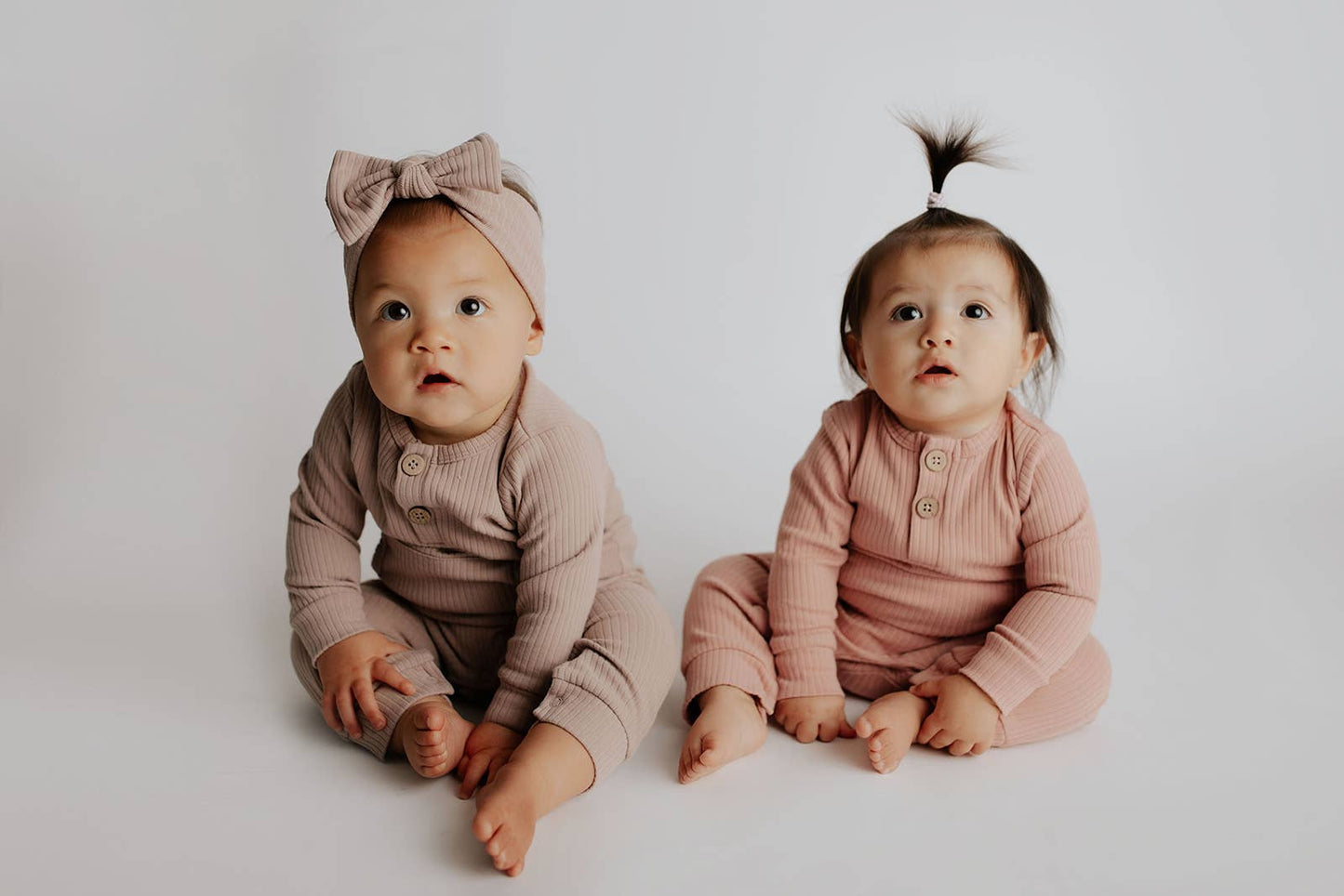 Baby Ribbed Playsuit with Pockets / Dusty Rose