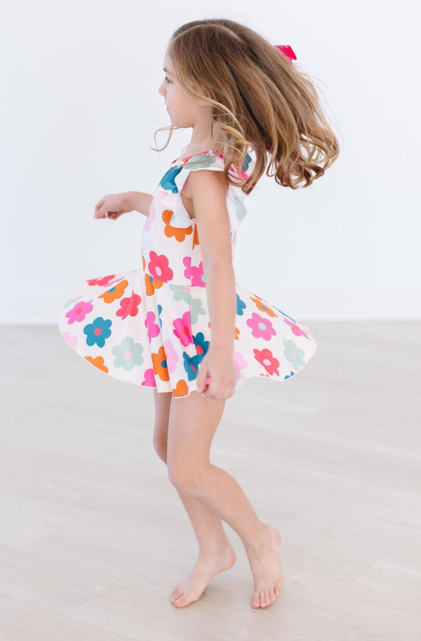 Retro Floral S/S Twirl Leotard