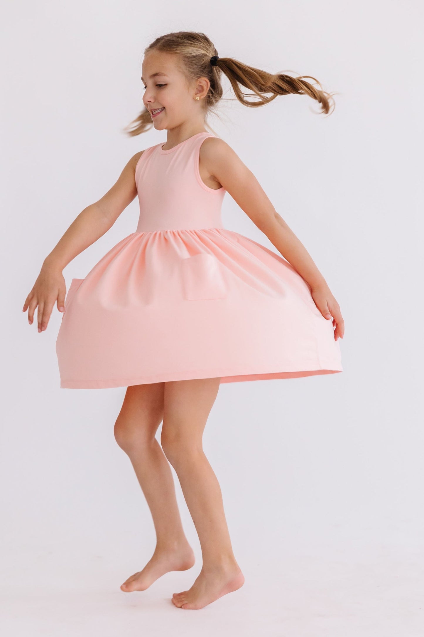 Peach Tank Pocket Twirl Dress