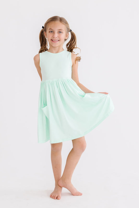 Pastel Green Tank Pocket Twirl Dress