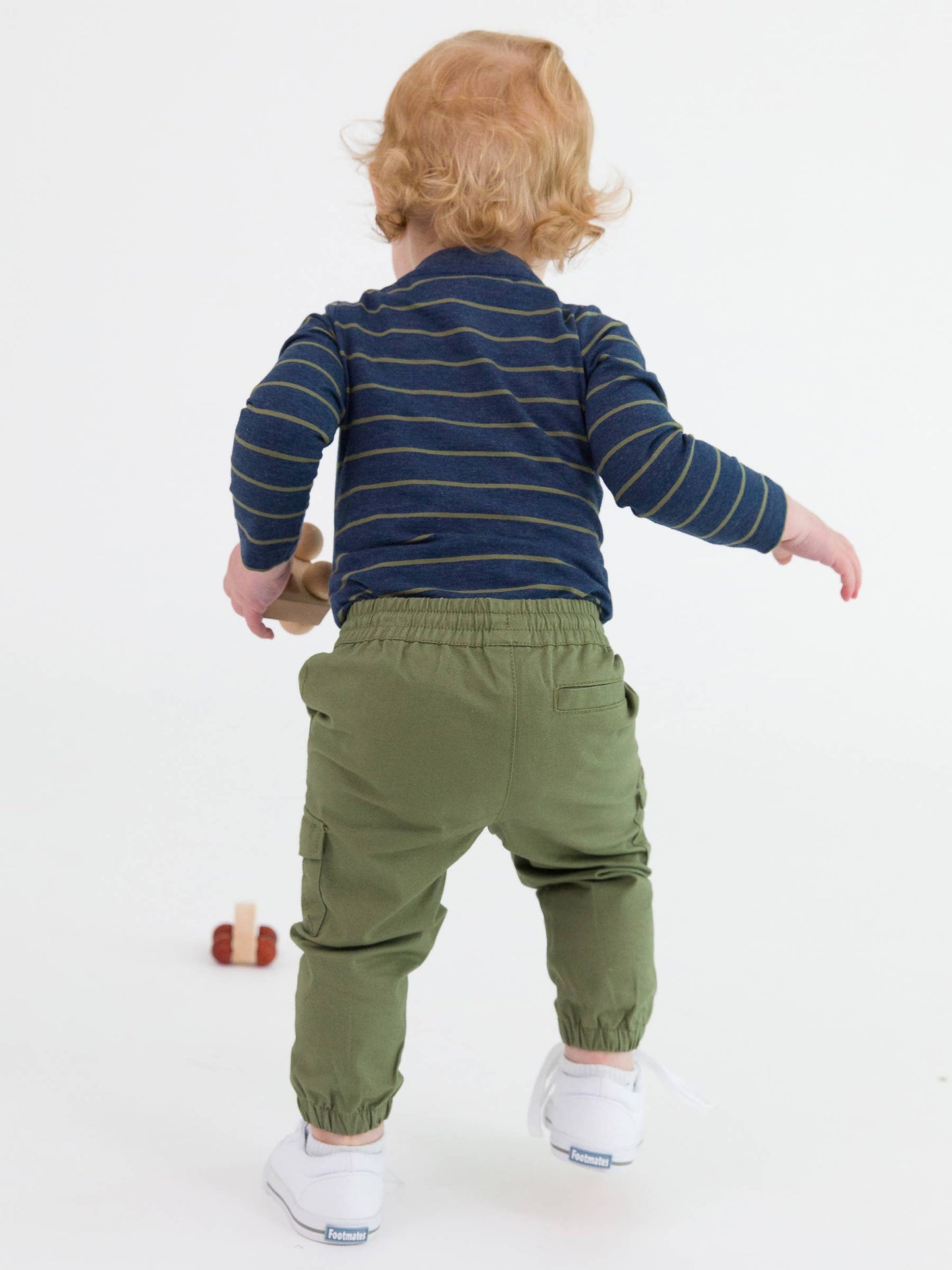 Boys Dusty Olive Stripe Knit Henley Bodysuit