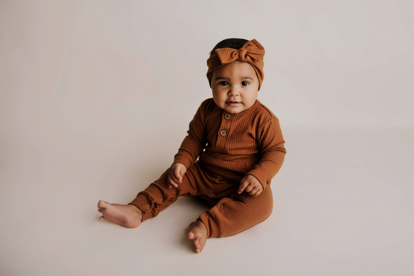 Baby Ribbed Playsuit with Pockets / Dusty Rose