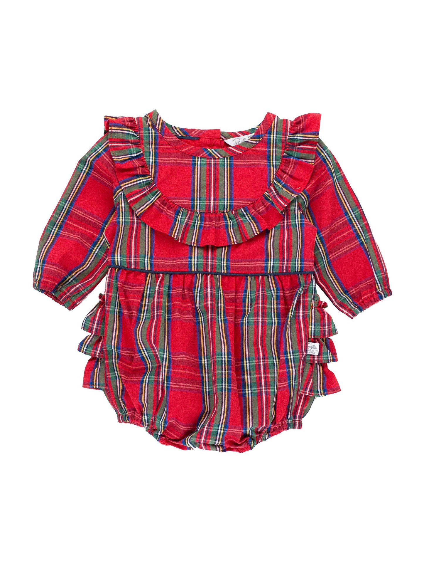 Tis The Season Plaid Long Sleeve Bubble Romper