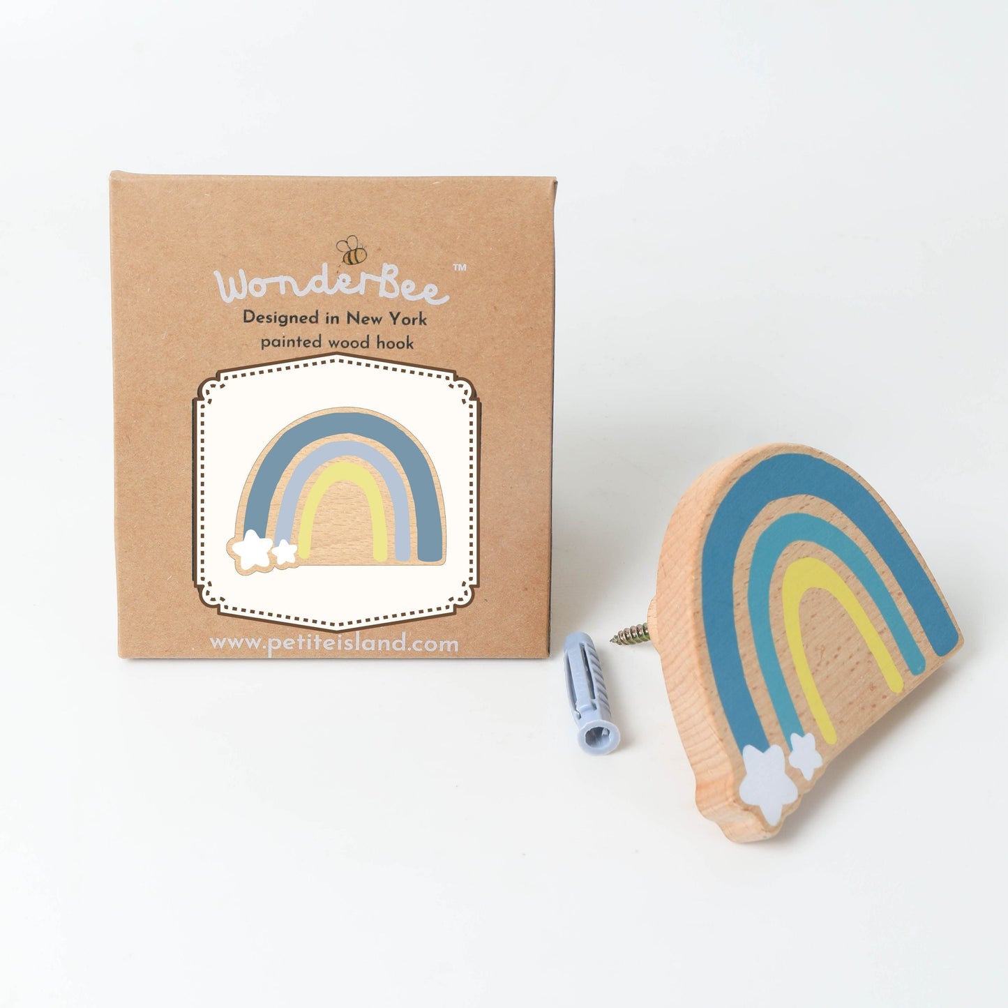 WonderBee™ Pale Blue Rainbow Decorative Painted Wall Hook