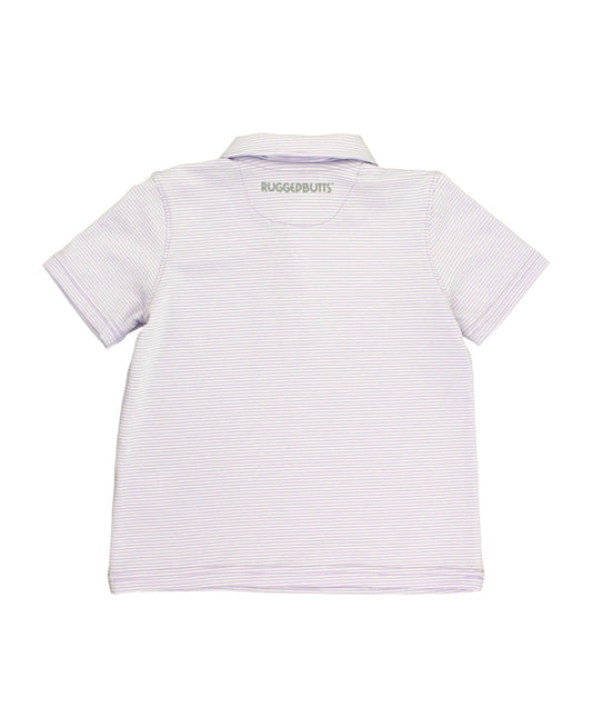 Lavender Micro Stripe Knit Short Sleeve Performance Polo