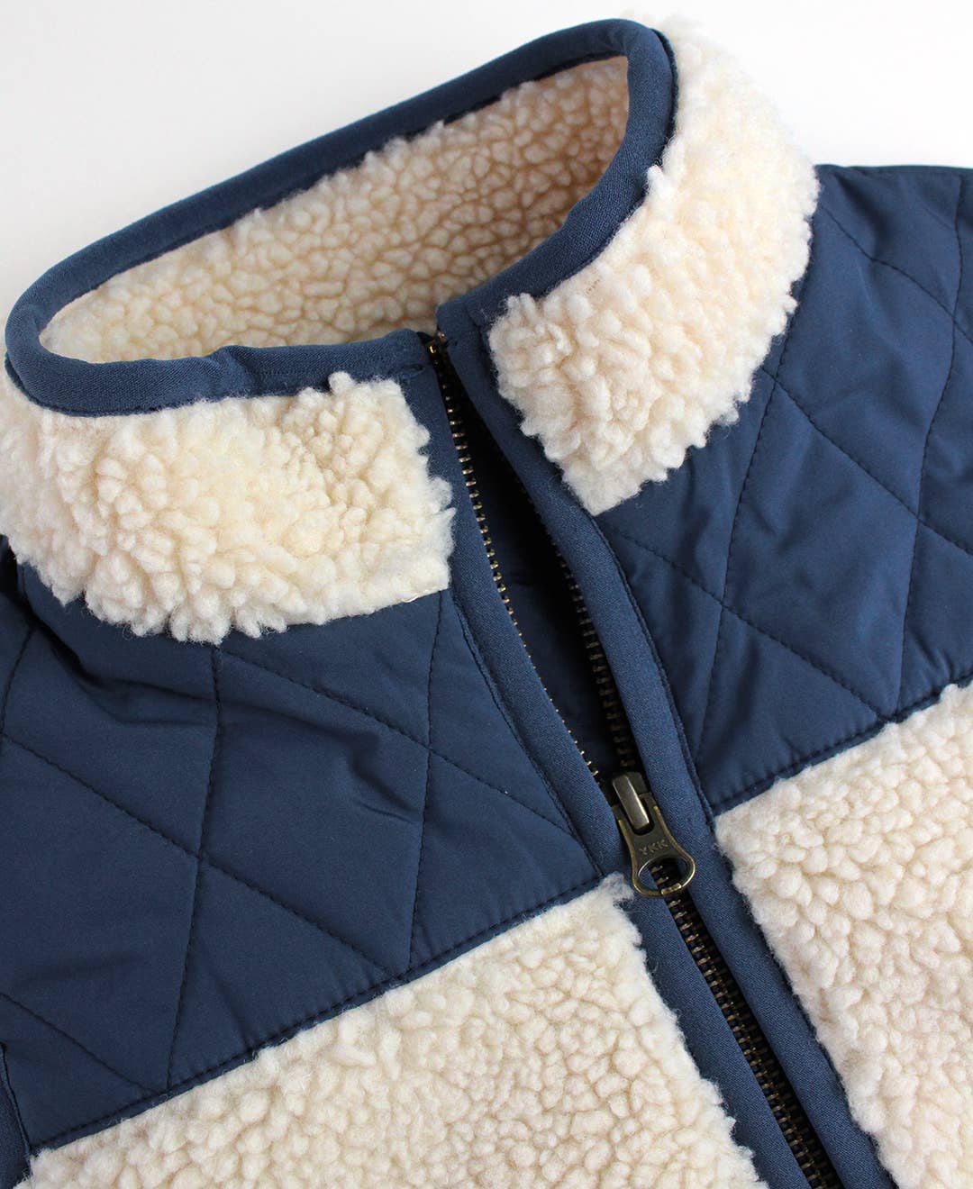 Boys Dark Navy Quilted Sherpa Vest