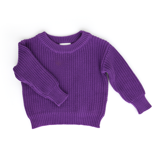 Long Sleeve Knit Sweater - Purple