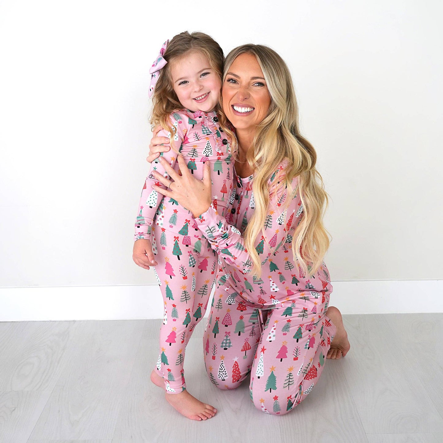 Noelle Pink Trees Ruffle Christmas Pajamas