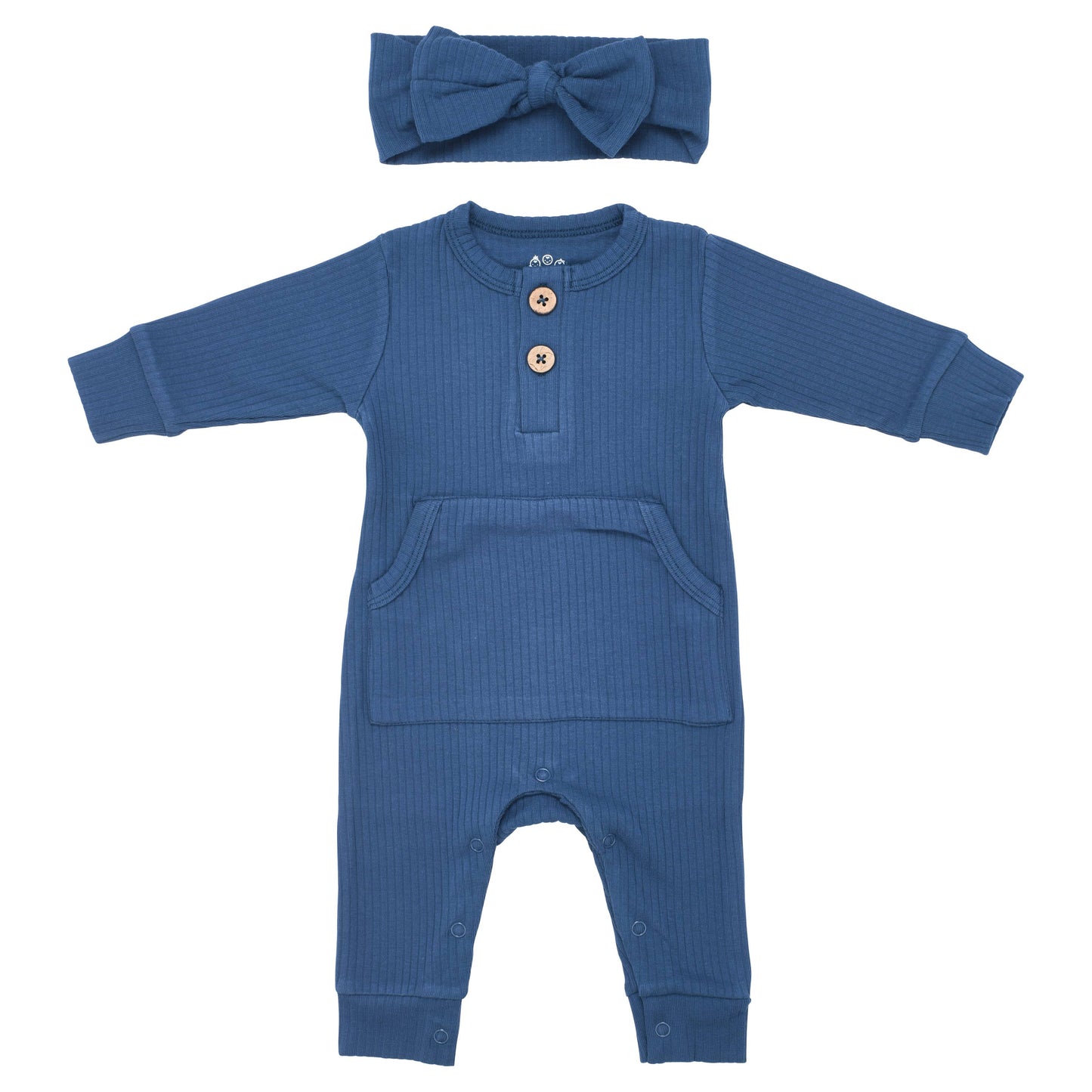 Baby Ribbed Playsuit with Pockets / Navy