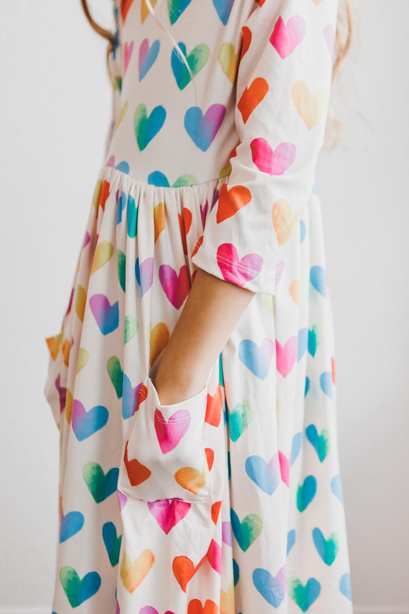 Lotta Love 3/4 Sleeve Pocket Twirl Dress