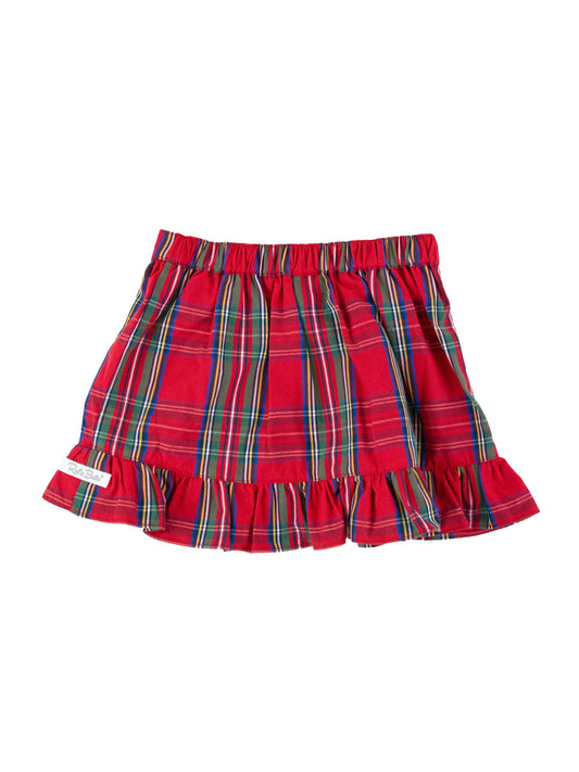 Girls Tis The Season Plaid Ruffle Wrap Skirt