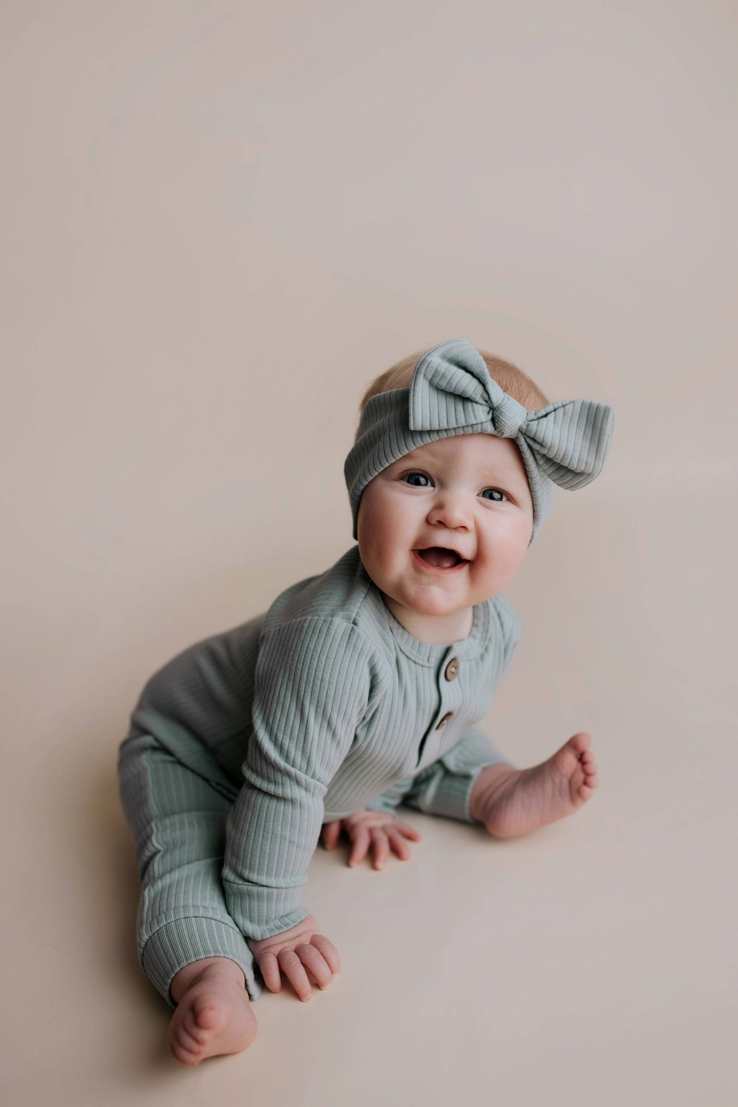 Baby Ribbed Playsuit with Pockets / Dusty Rose