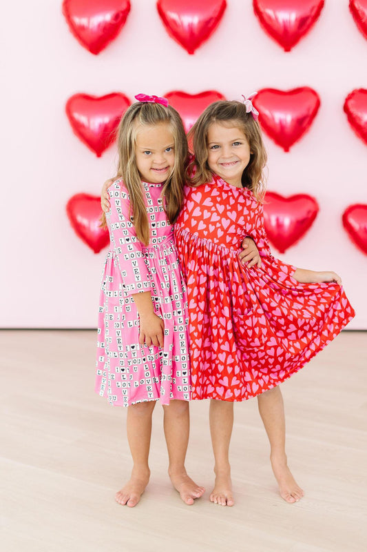 Hearts & Hugs 3/4 Sleeve Pocket Twirl Dress