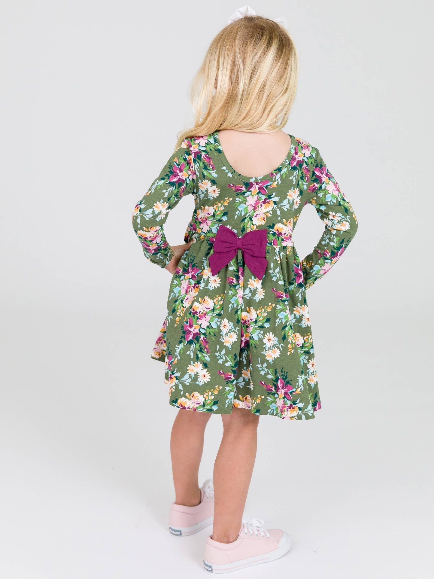 Enchanted Garden Knit Long Sleeve Twirl Dress