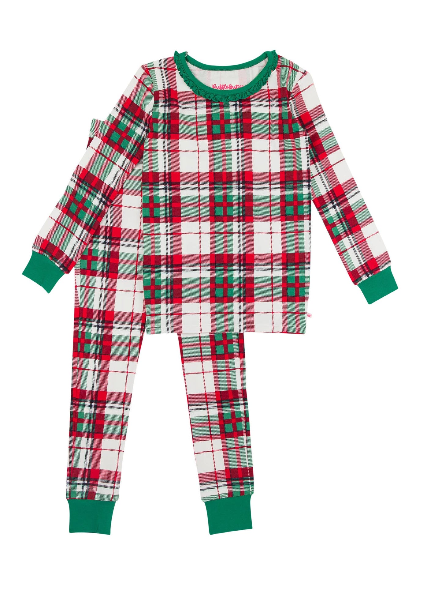 Dashing Dreams Plaid Ruffle Long Sleeve Pajama Set