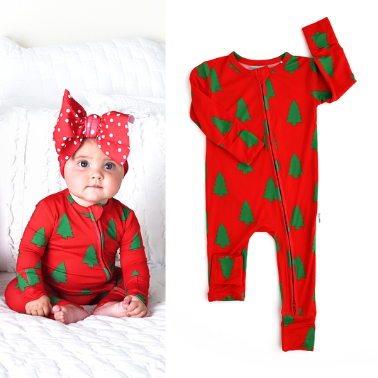 Kevin Trees Christmas Zip Romper