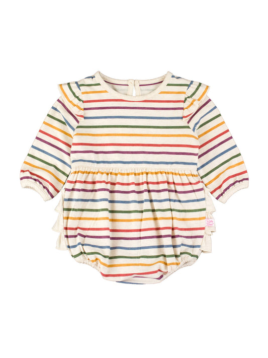 Countryside Rainbow Stripe Long Sleeve Flutter Bubble Romper